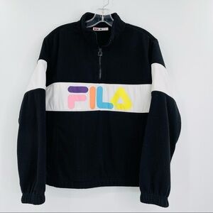 Fila spell out 1/4 zip pull over jacket sweatshirt‎ color block women's size M